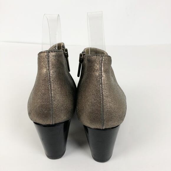 Italeau Marisa Booties EU 36 US 5.5 Gold Leather Waterproof Block Heel NWOB - Picture 8 of 10